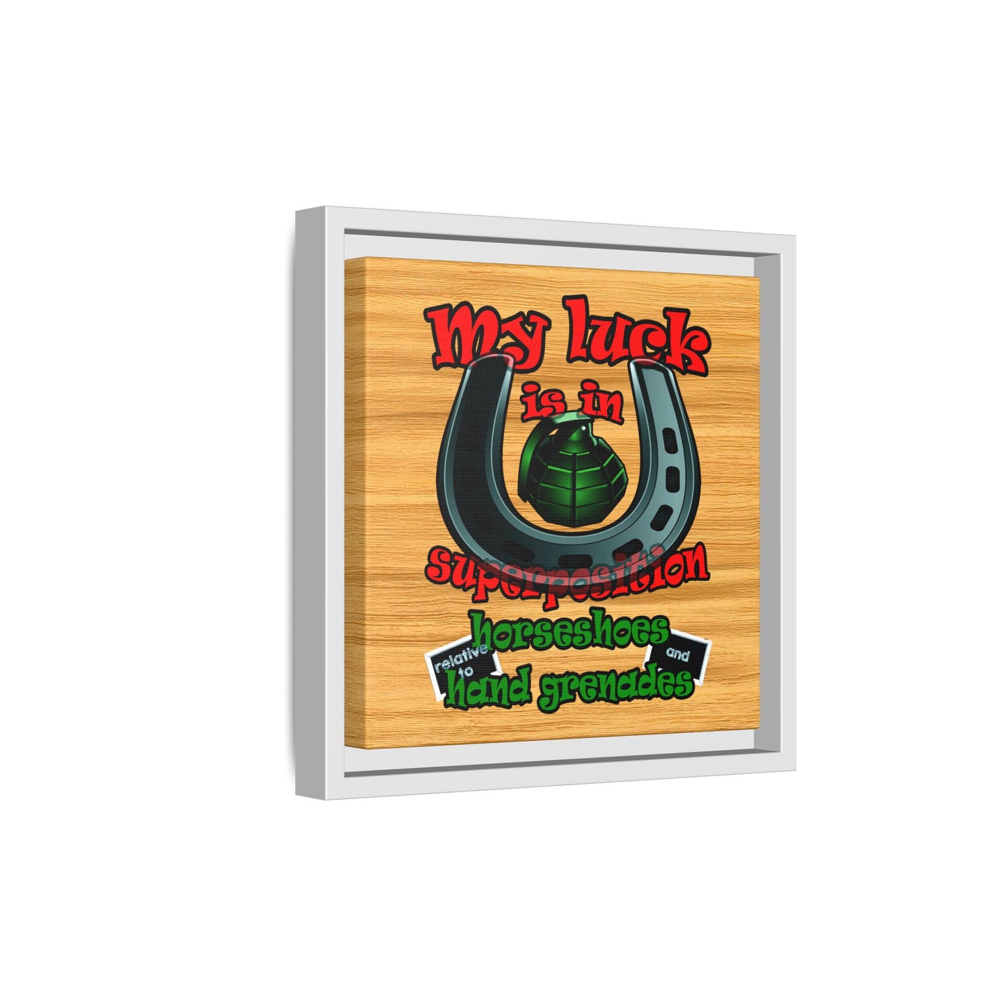 my luck - framed canvas art (butterscotch wood finish)