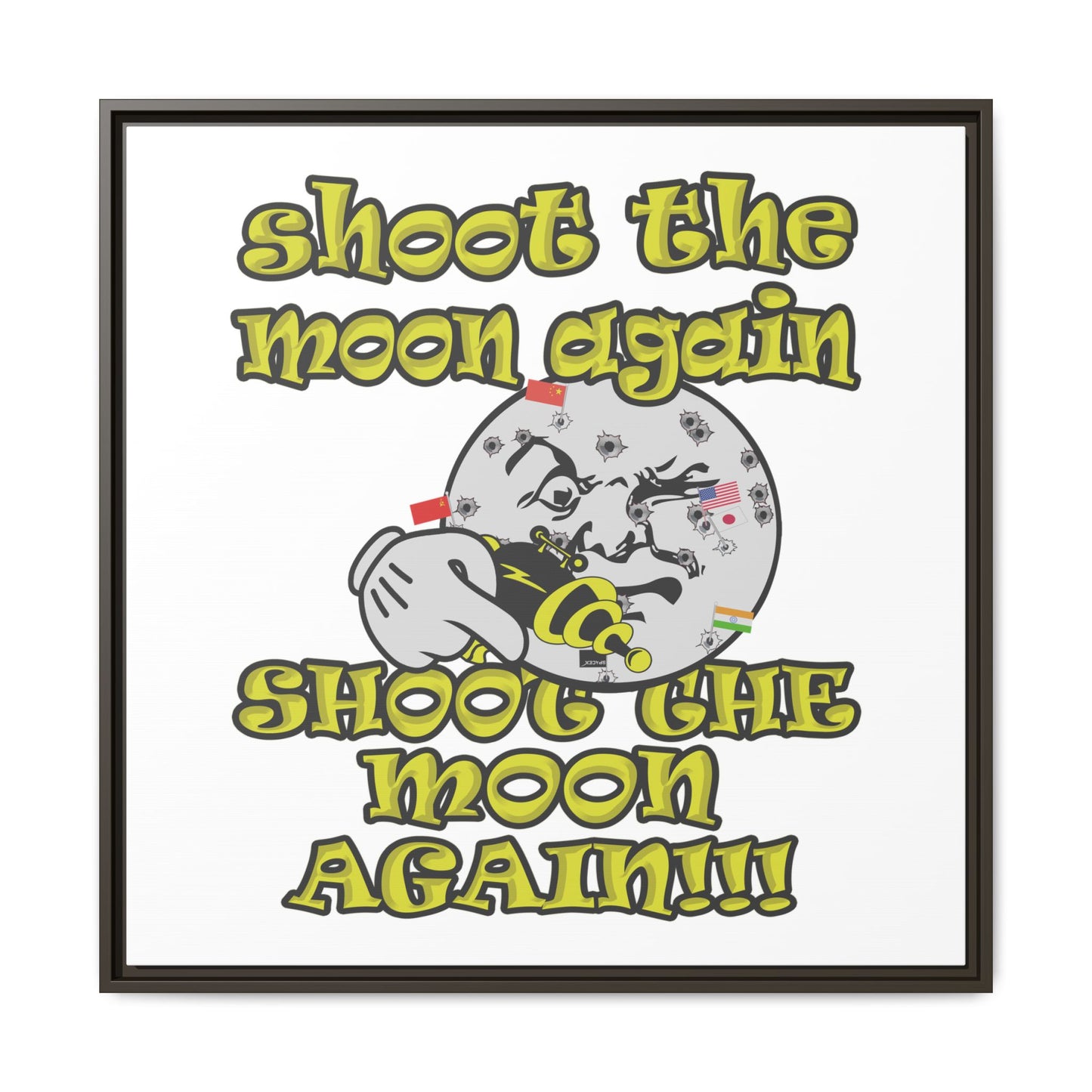 shoot the moon again - framed canvas art (white)