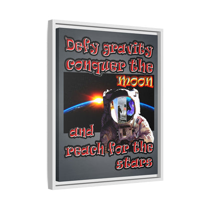 defy conquer reach - framed canvas art (grey-light grey)