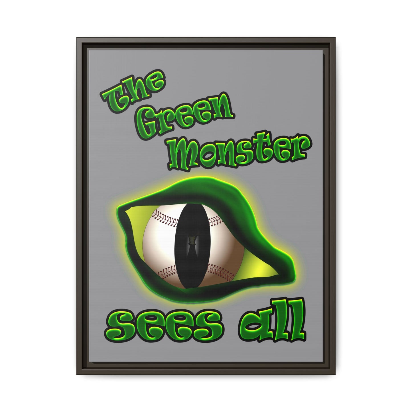 green monster - framed canvas art (grey)