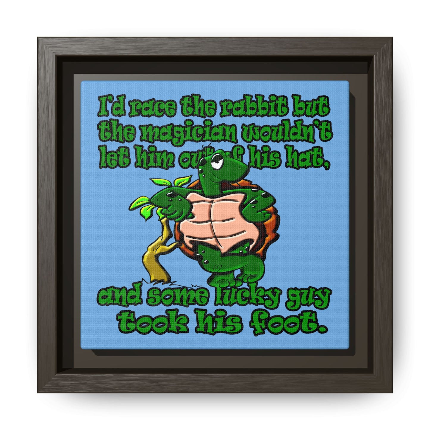 turtle race - framed canvas art (light blue)