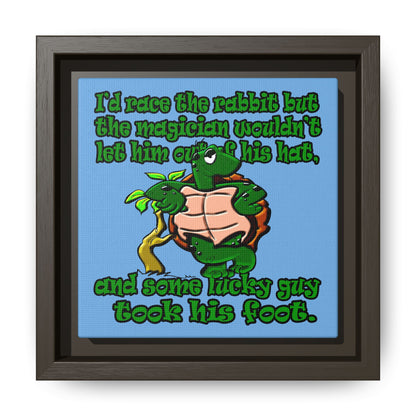 turtle race - framed canvas art (light blue)