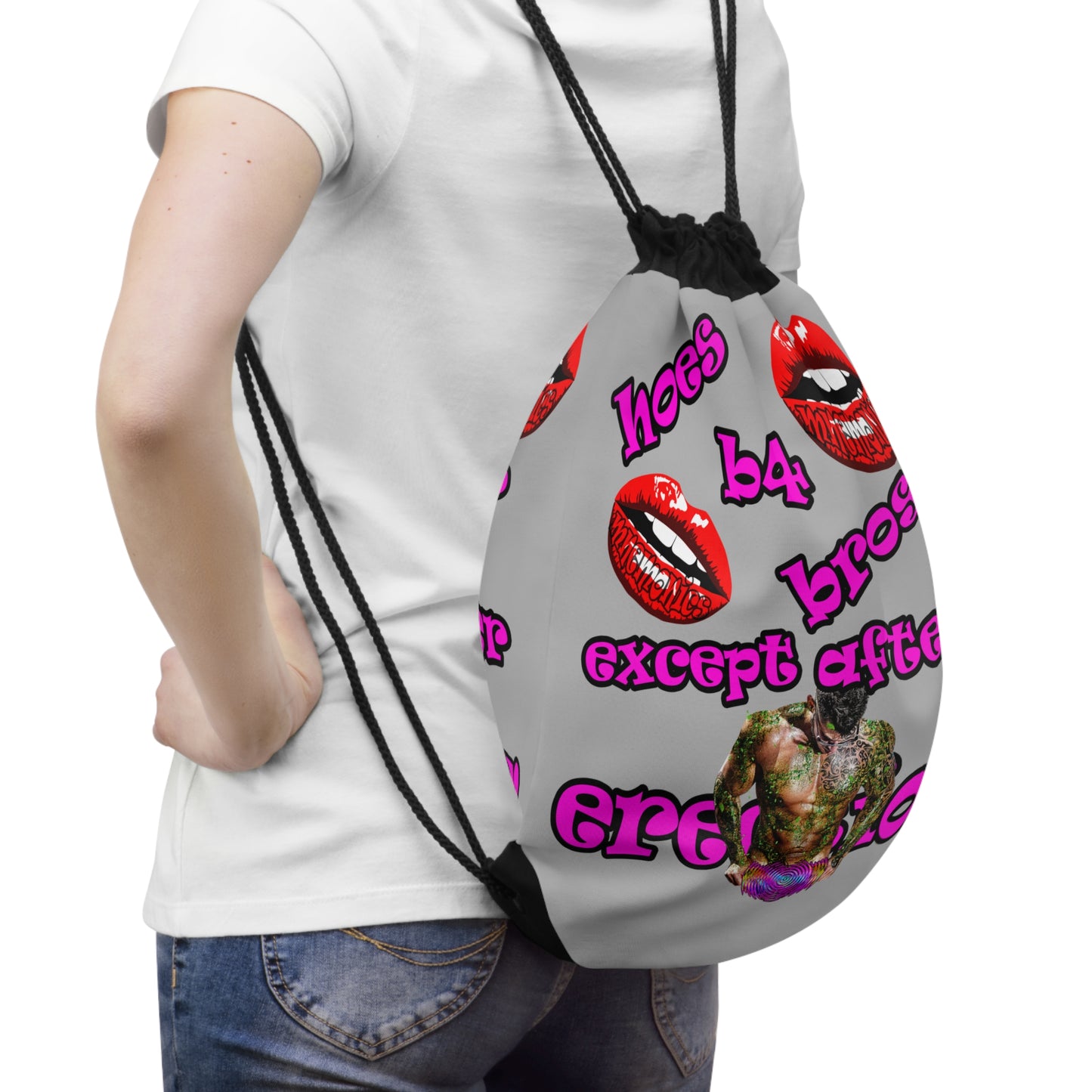 hoes b4 bros - Drawstring Bag (light grey)