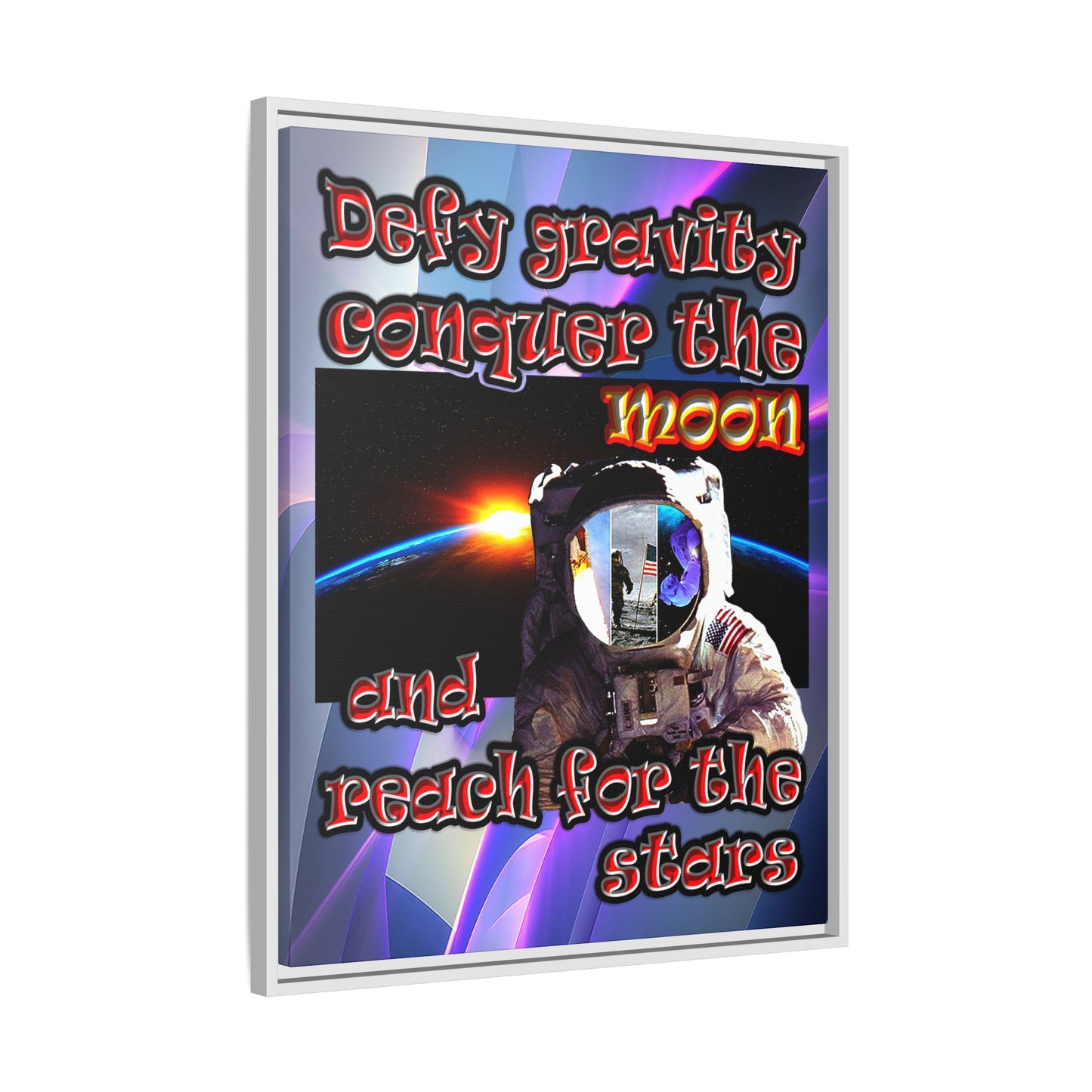 defy conquer reach - framed canvas art (grey-pink wave)