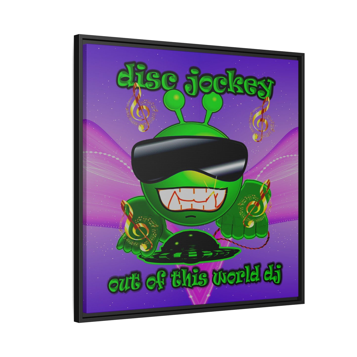 disc jockey - framed canvas art (purple-pink wave)