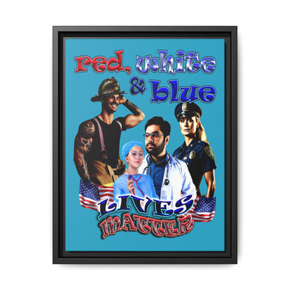 rw&b lives matter - framed canvas art (turquoise)
