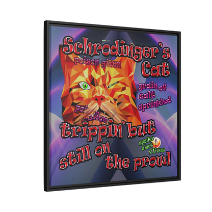 schrodinger's cat - framed canvas art (grey-pink wave)