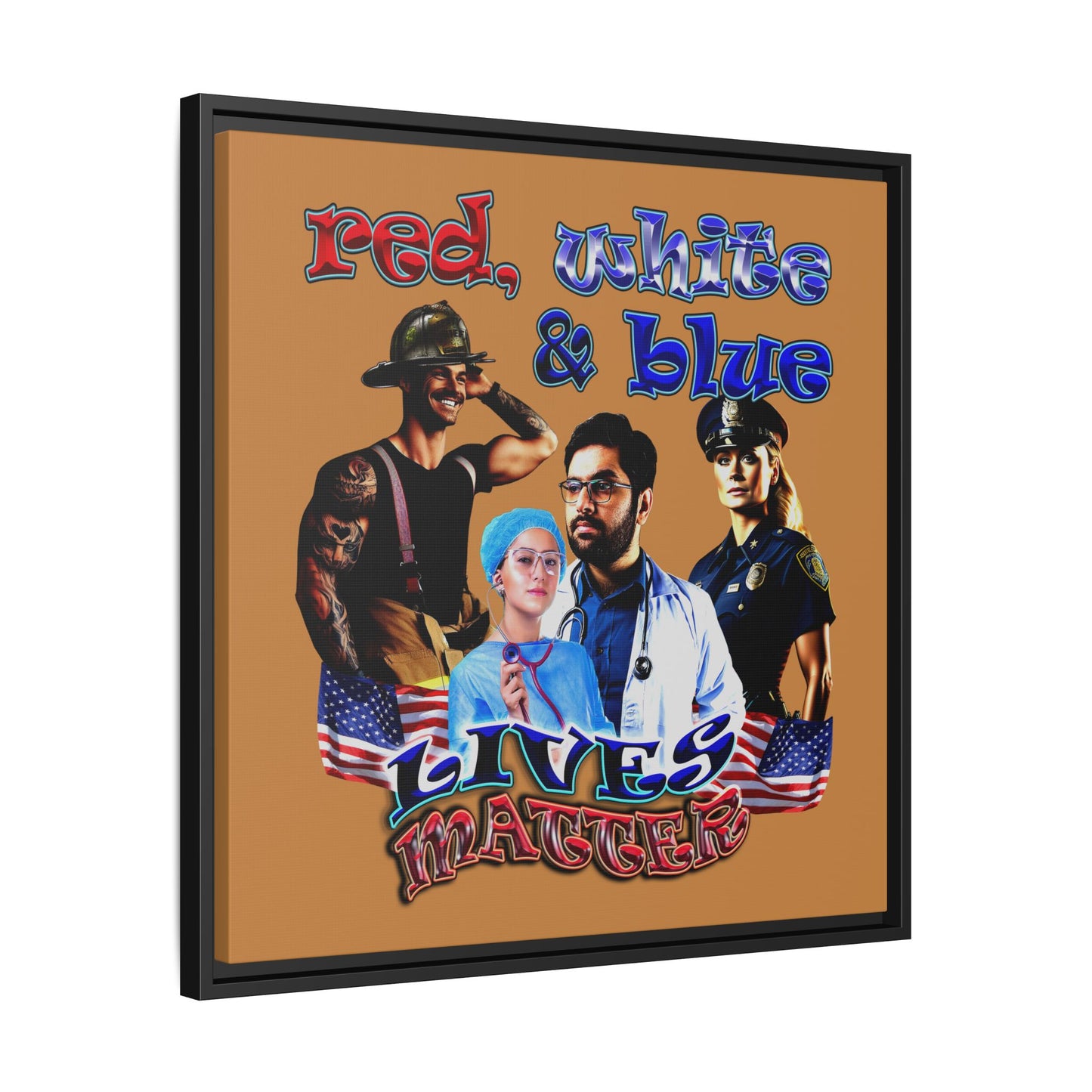 rw&b lives matter - framed canvas art (light brown)