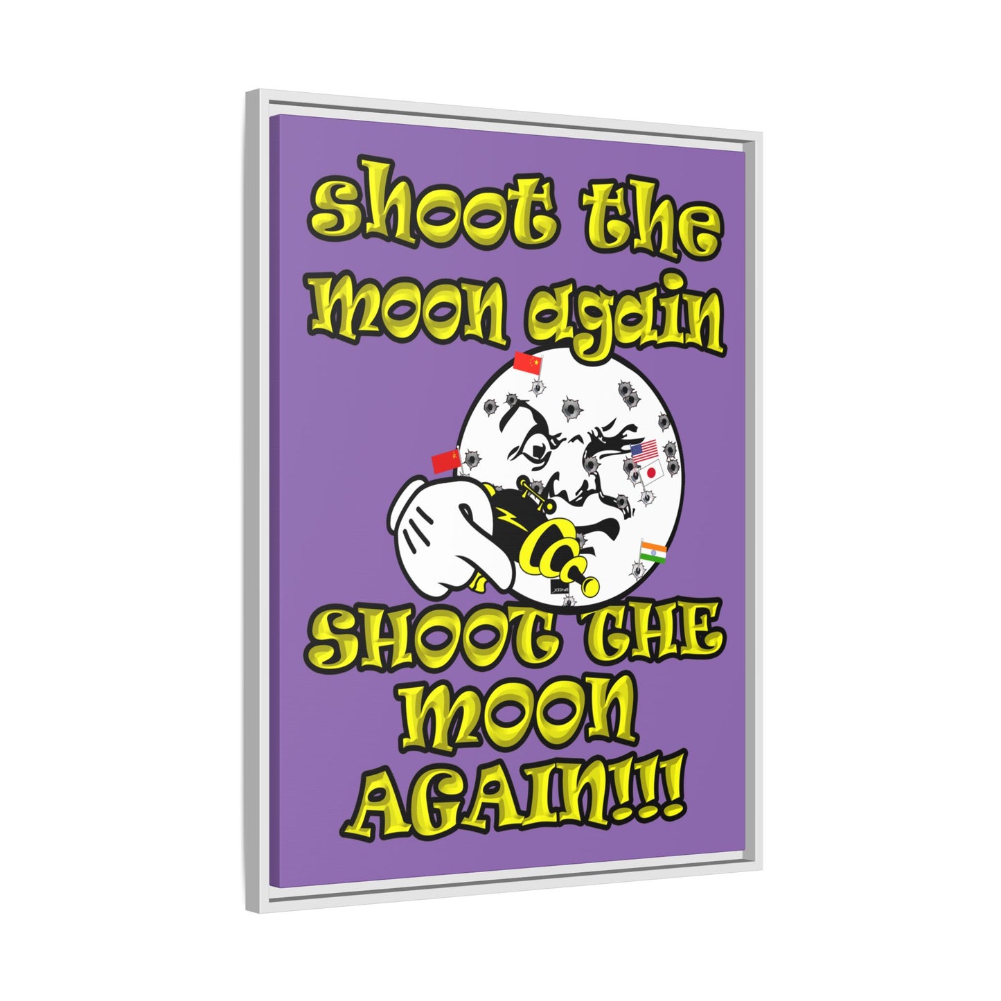 shoot the moon again - framed canvas art (light purple)