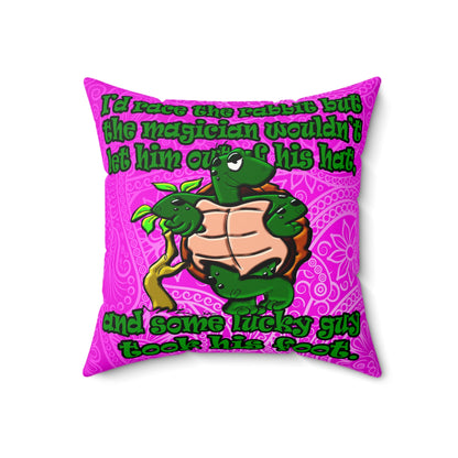turtle race - Faux Suede Square Pillow - (pink swirl)