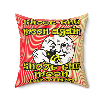 shoot the moon again - Faux Suede Square Pillow - (yellow-orange wave)