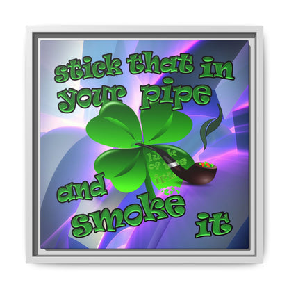 stick that in your pipe and smoke it - framed canvas art (grey-pink wave)