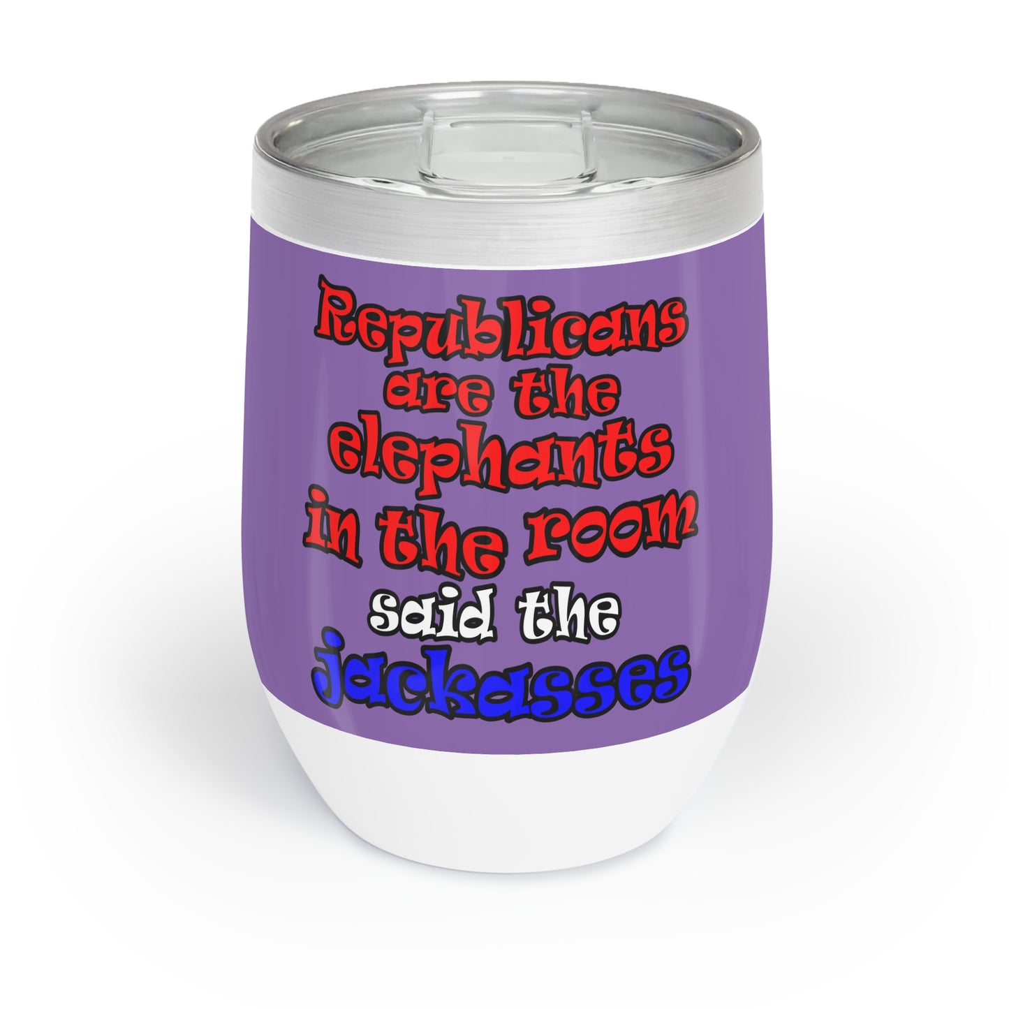 donkeys and elephants - Chill Wine Tumbler (light purple)