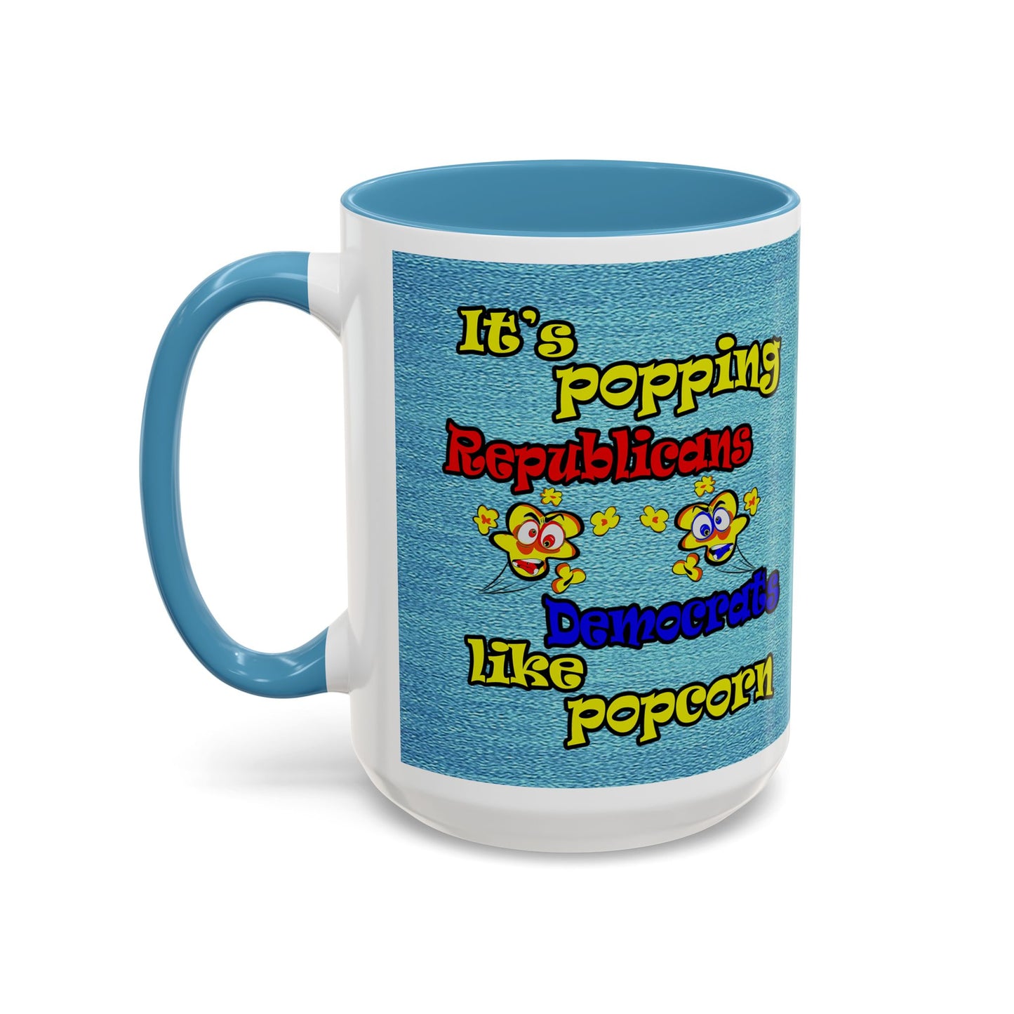 popping like popcorn - Accent Mug (faded dark blue)