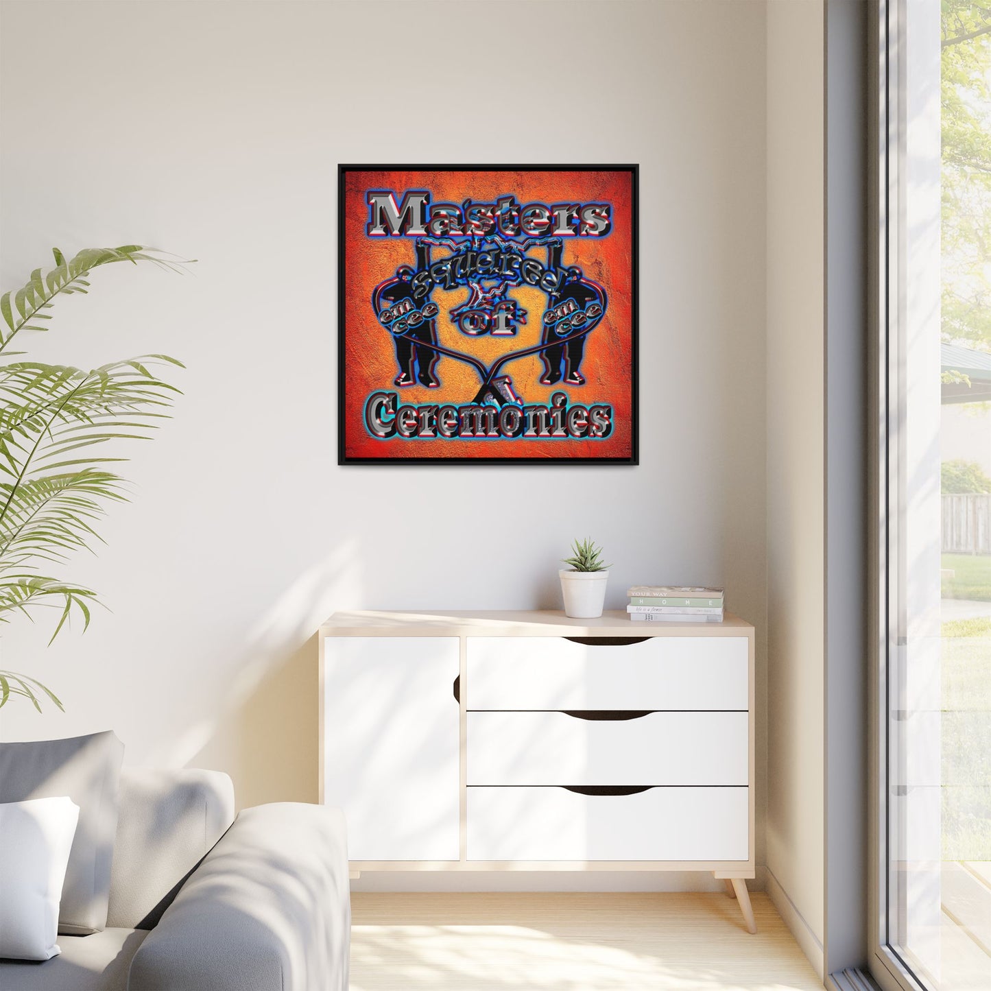 em cee squared - framed canvas art (burnt orange)