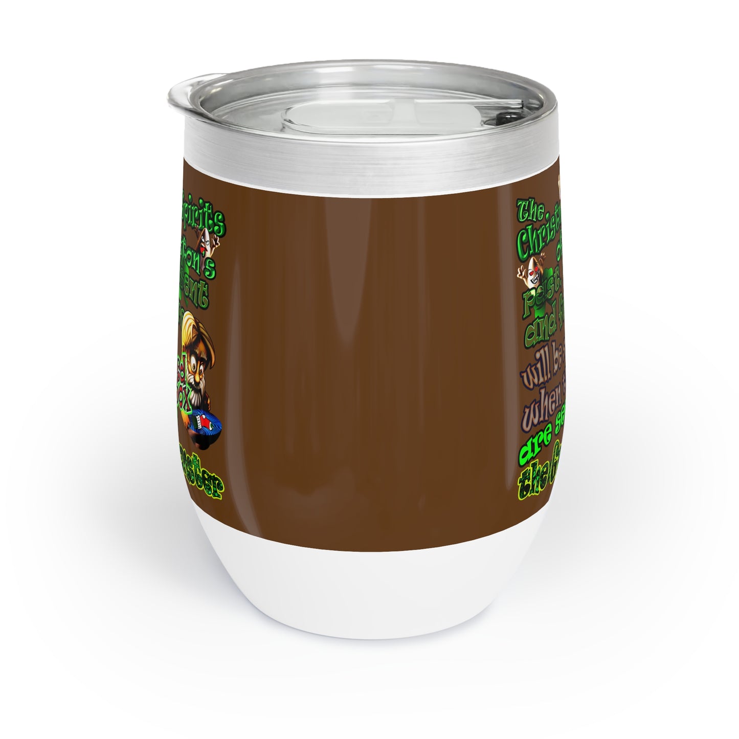 christmas spirits of boston - Chill Wine Tumbler (brown)