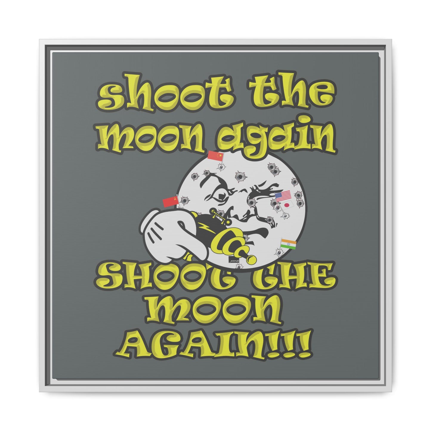 shoot the moon again - framed canvas art (dark grey)