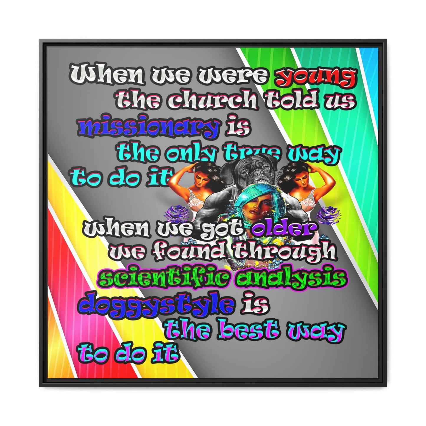 doggystyle - framed canvas art (rainbow split)
