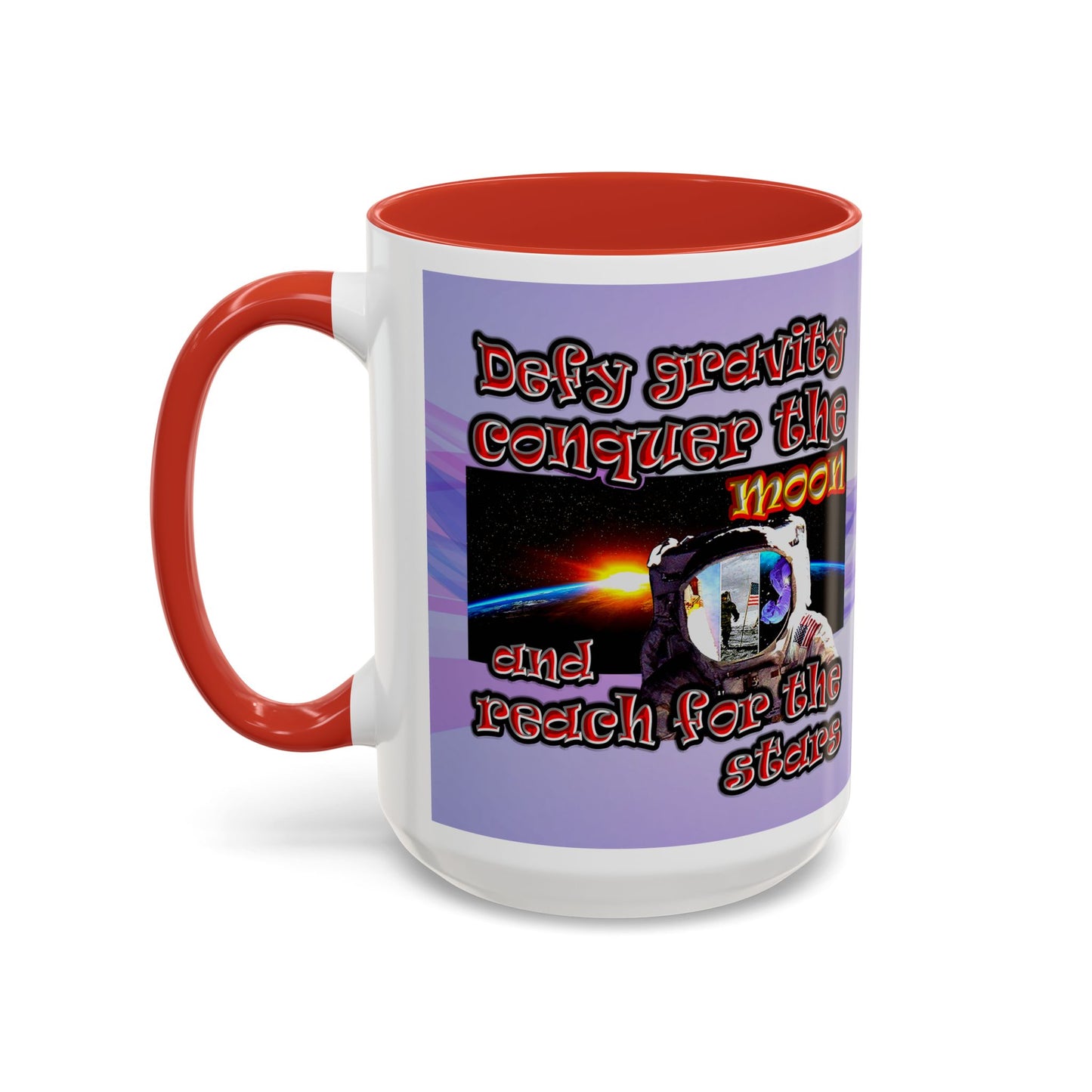 defy conquer reach - Accent Mug (light blue-pink wave)
