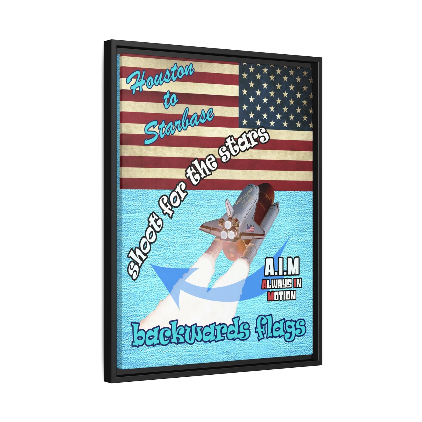shoot for the stars - framed canvas art (faded blue)