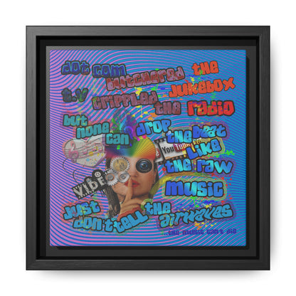 drop the beat - framed canvas art (light blue-purple wave)