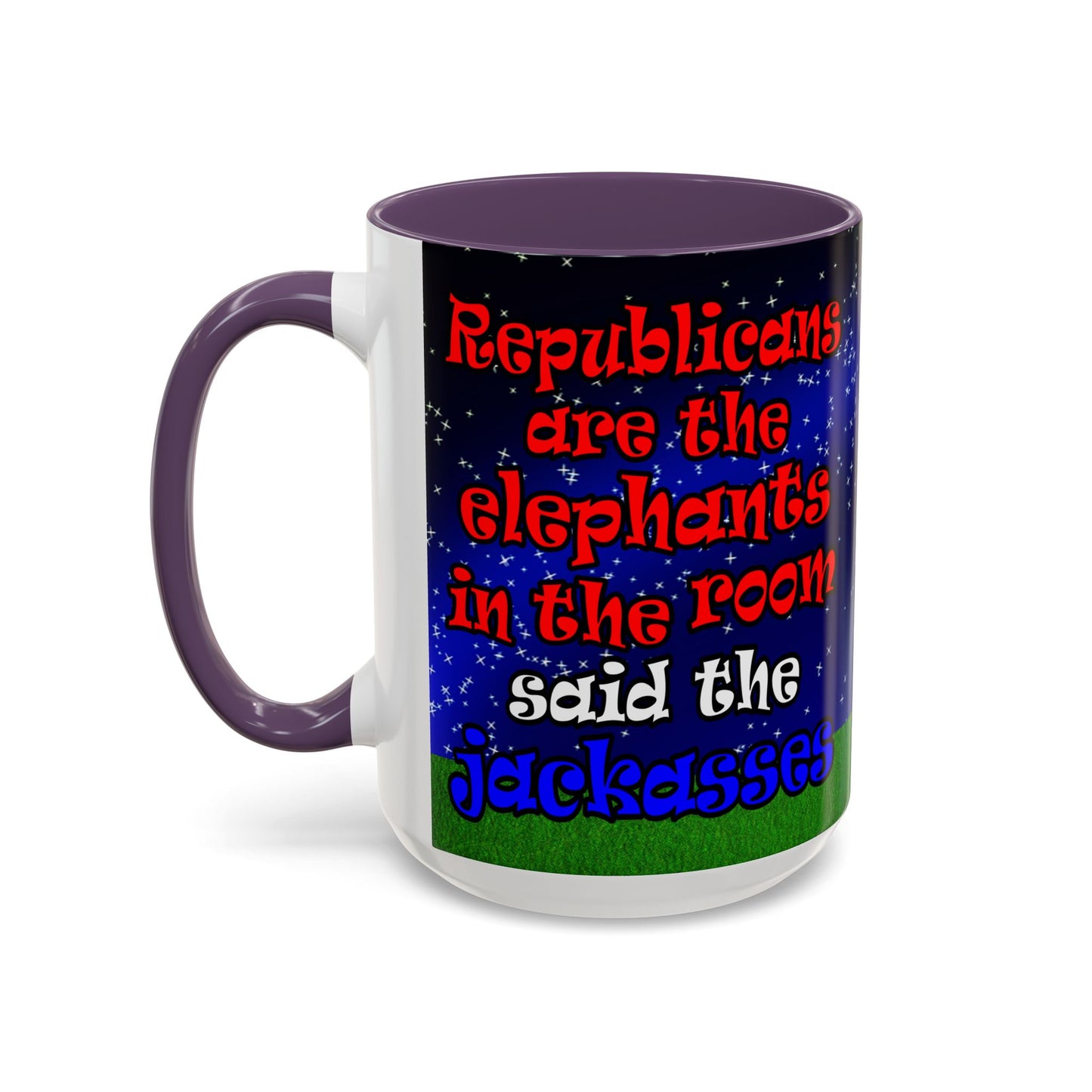 donkeys and elephants - Accent Mug ('snoops' background)