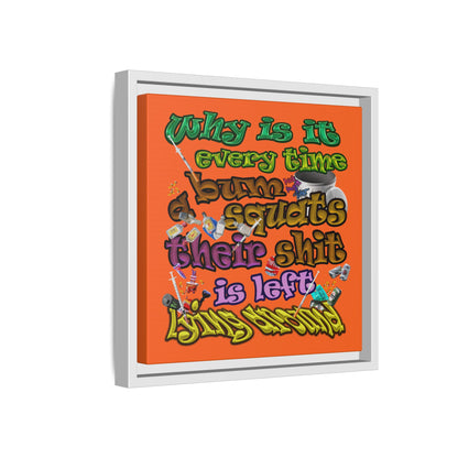 the bum's shit - framed canvas art (orange)
