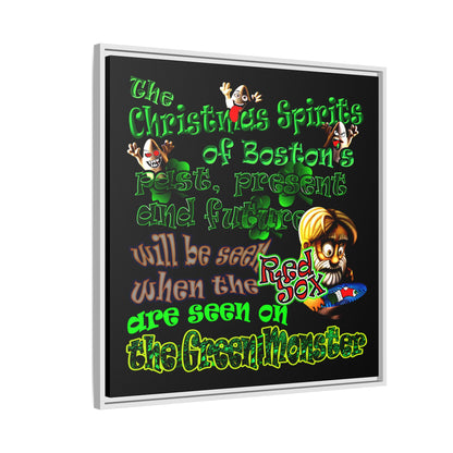 christmas spirits of boston - framed canvas art (black)