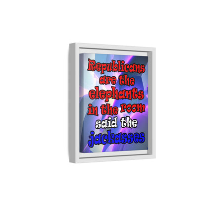 donkeys and elephants - framed canvas art (grey-pink wave)