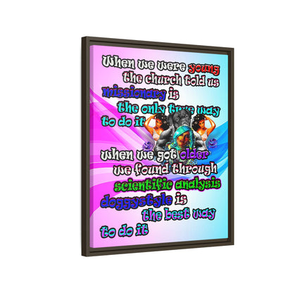 doggystyle - framed canvas art (light blue-pink wave)