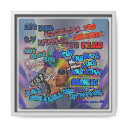 drop the beat - framed canvas art (grey-pink wave)