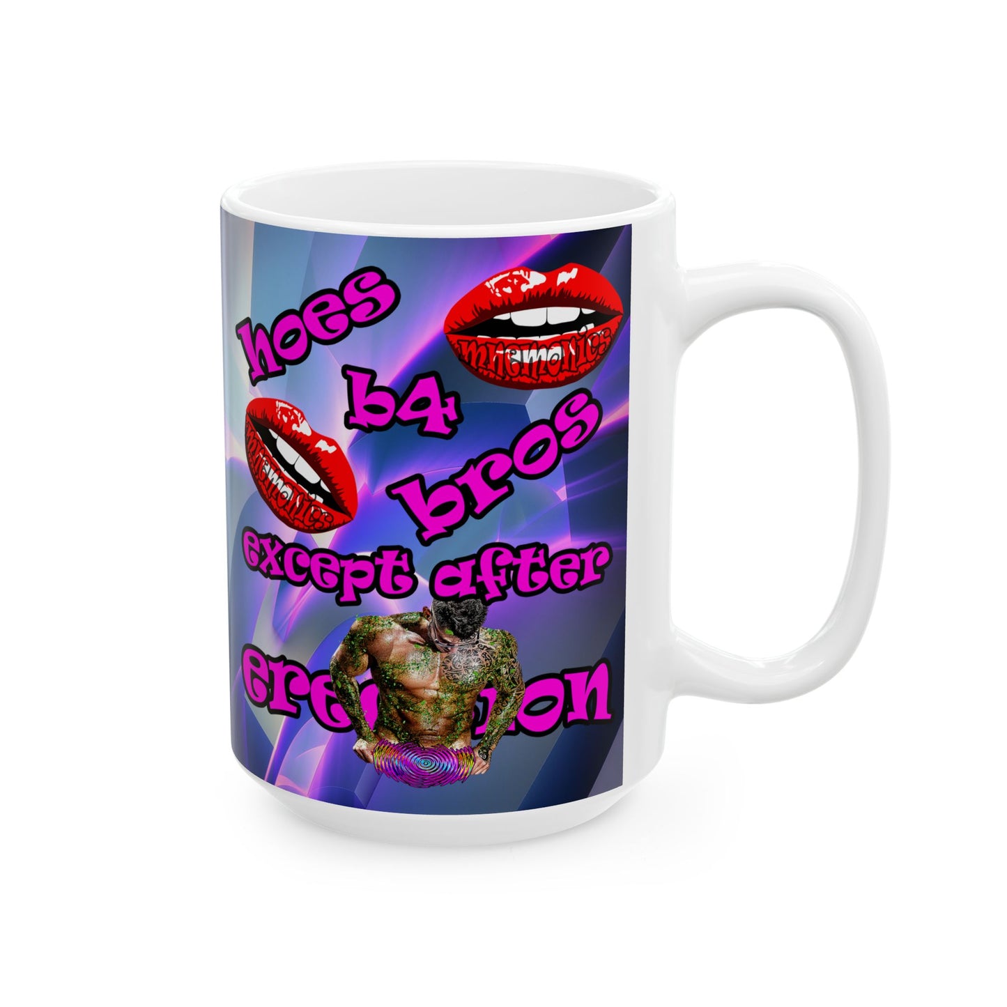 hoes b4 bros - White Mug (grey-pink wave)