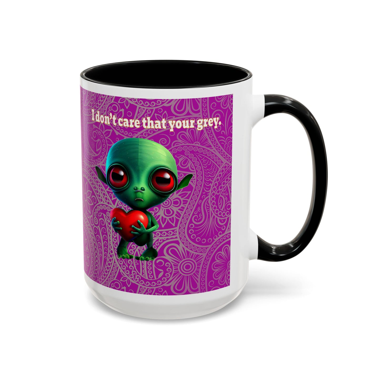 I don't care that your grey - Accent Mug (pink swirl)