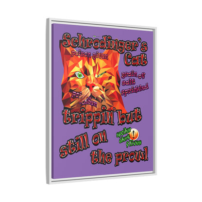 schrodinger's cat - framed canvas art (light purple)