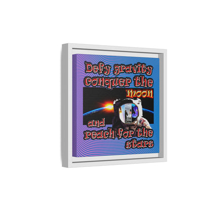defy conquer reach - framed canvas art (light blue-purple wave)