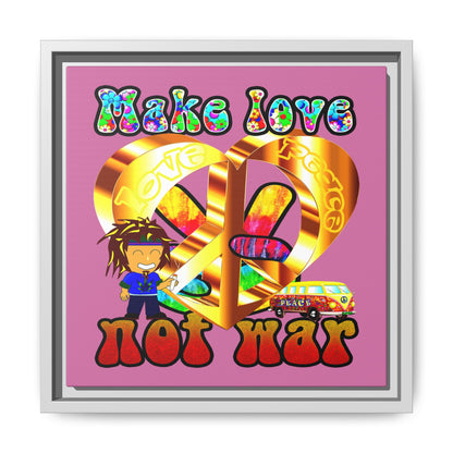 love peace - framed canvas art (light pink)