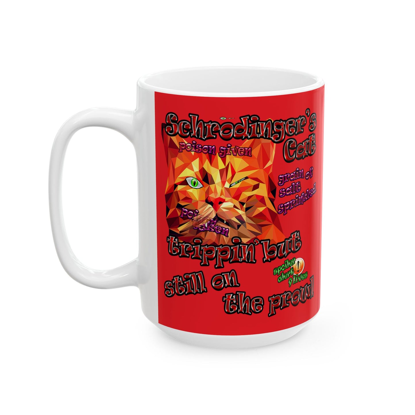 schrodinger's cat - White Mug (red)