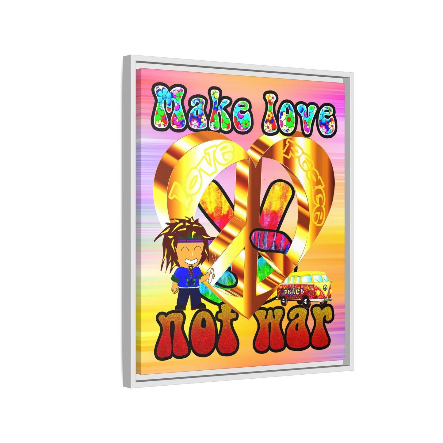 love peace - framed canvas art (color blur)