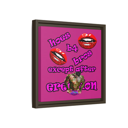 hoes b4 bros - framed canvas art (pink)