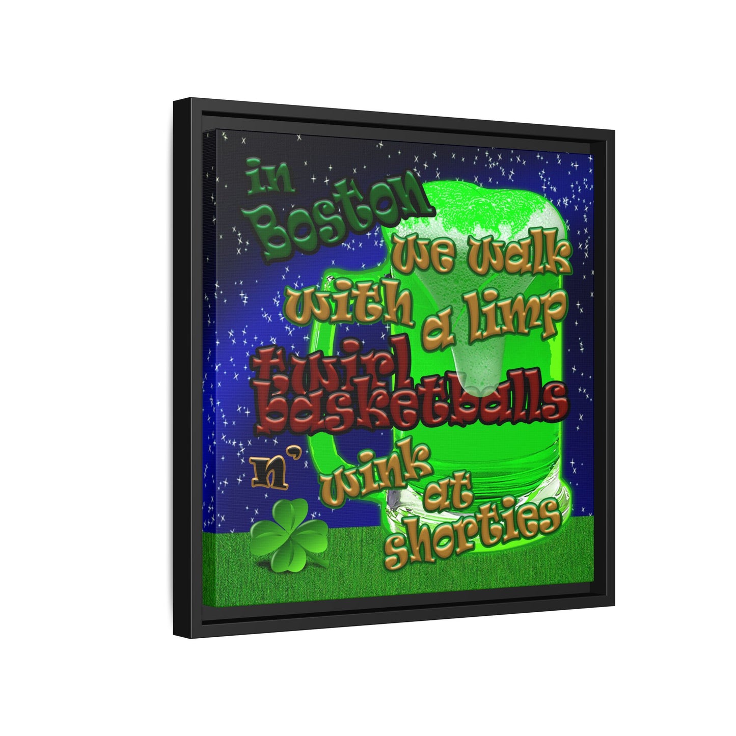 celtics logo - framed canvas art ('snoops' background)