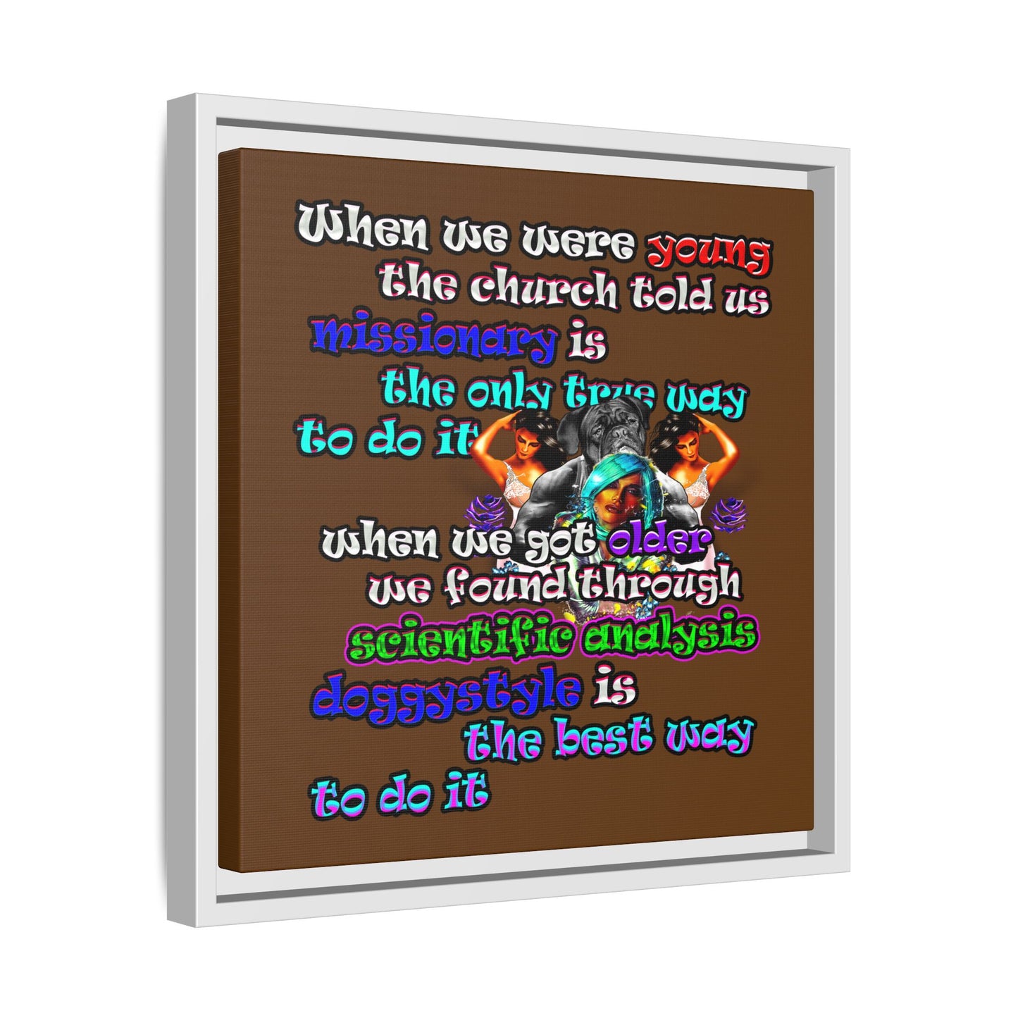 doggystyle - framed canvas art (brown)
