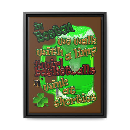 celtics logo - framed canvas art (brown)