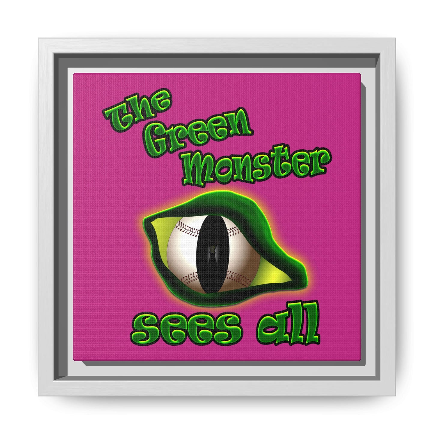 green monster - framed canvas art (pink)
