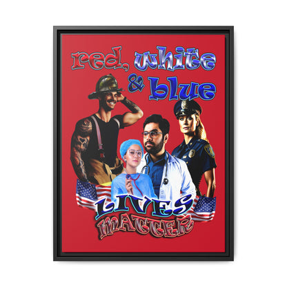 rw&b lives matter - framed canvas art (dark red)