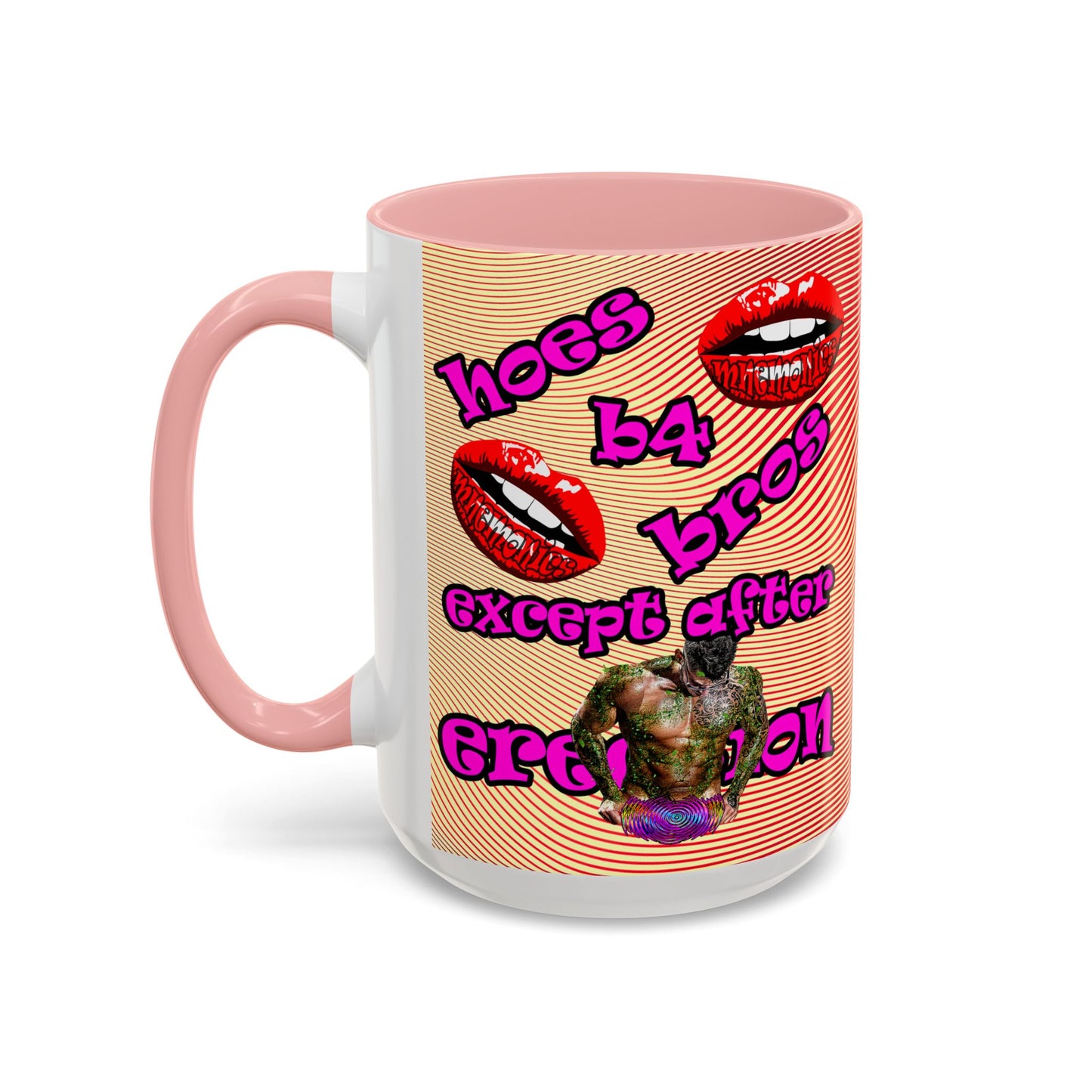 hoes b4 bros - Accent Mug (yellow-orange wave)