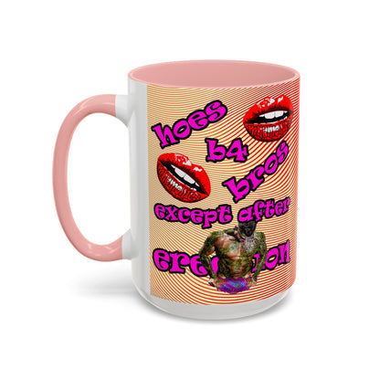 hoes b4 bros - Accent Mug (yellow-orange wave)