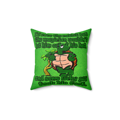 turtle race - Faux Suede Square Pillow - (green turf)