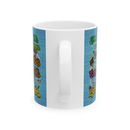 the bum's shit - White Mug (faded blue)