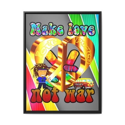 love peace - framed canvas art (rainbow split)