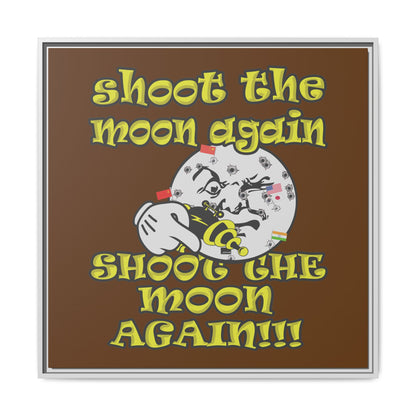 shoot the moon again - framed canvas art (brown)